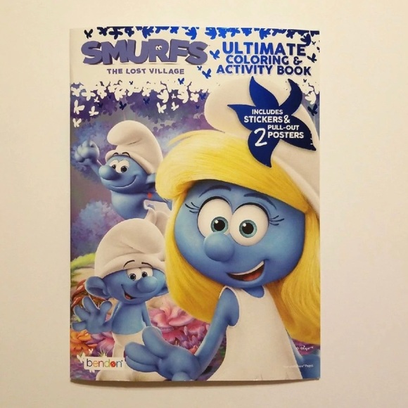 SMURFS COLORING, POSTER & STICKERS BOOK - Picture 1 of 8